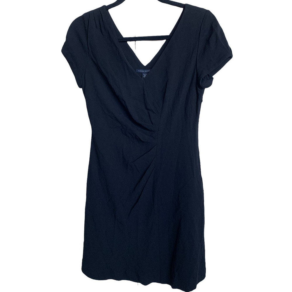 Banana Republic Dress Womens Black Short Cap Sleeve V-Neck 6 Petite 6P NWT